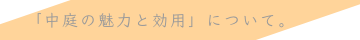 「中庭の魅力と効用」について